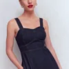 Panelled Bodice Denim Dress Indigo Panelled Bodice Denim Dress Indigo