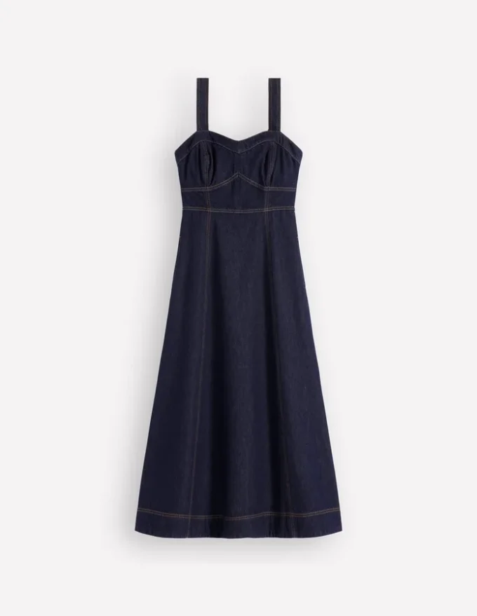 Panelled Bodice Denim Dress Indigo Panelled Bodice Denim Dress Indigo