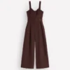 Panelled Bodice Linen Jumpsuit Bitter Chocolate Panelled Bodice Linen Jumpsuit Bitter Chocolate