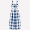 Panelled Bodice Linen Jumpsuit Denim Blue Gingham Panelled Bodice Linen Jumpsuit Denim Blue Gingham