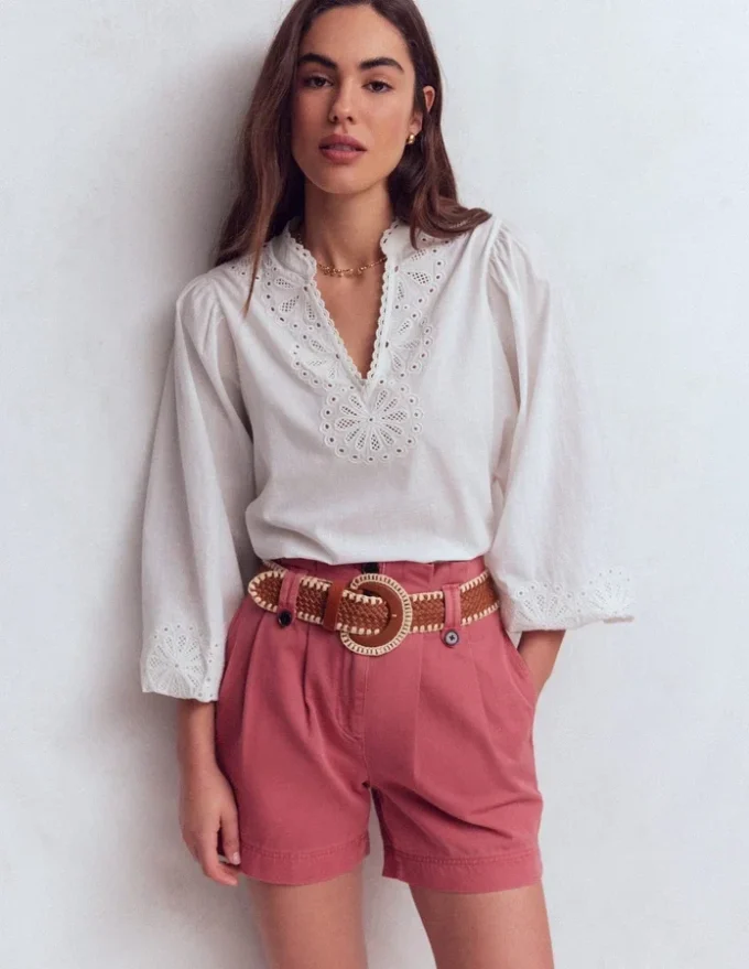 Paperbag Linen Belted Shorts Cherry Blush Paperbag Linen Belted Shorts Cherry Blush