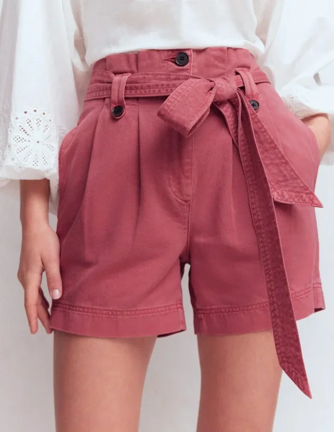 Paperbag Linen Belted Shorts Cherry Blush Paperbag Linen Belted Shorts Cherry Blush