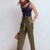 Paperbag Waist Trousers Woodland Green Paperbag Waist Trousers Woodland Green