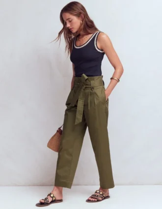 Paperbag Waist Trousers Woodland Green
