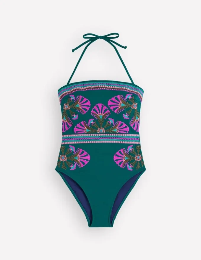 Paros Bandeau Swimsuit Atlantic Blue, Embroidery Paros Bandeau Swimsuit Atlantic Blue, Embroidery