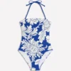 Paros Bandeau Swimsuit Blue, Botanical Flourish Paros Bandeau Swimsuit Blue, Botanical Flourish