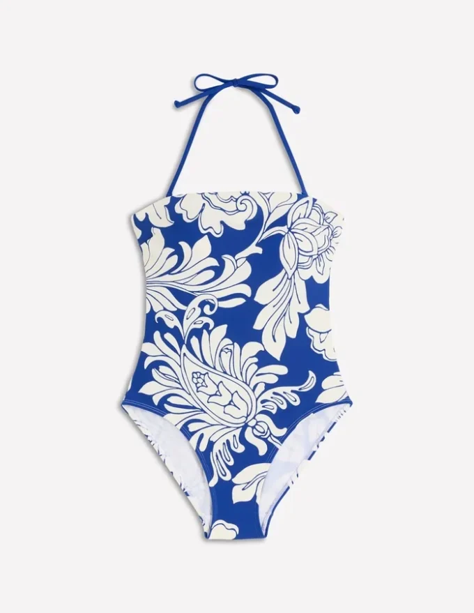Paros Bandeau Swimsuit Blue, Botanical Flourish Paros Bandeau Swimsuit Blue, Botanical Flourish