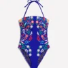 Paros Bandeau Swimsuit Blue, Structured Meadow