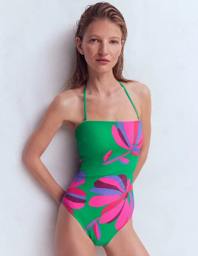 Paros Bandeau Swimsuit Green Tambourine,Daisy Cascade Paros Bandeau Swimsuit Green Tambourine,Daisy Cascade