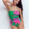 Paros Bandeau Swimsuit Green Tambourine,Daisy Cascade Paros Bandeau Swimsuit Green Tambourine,Daisy Cascade