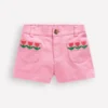 Patch Pocket Shorts Pink Embroidered Denim Patch Pocket Shorts Pink Embroidered Denim