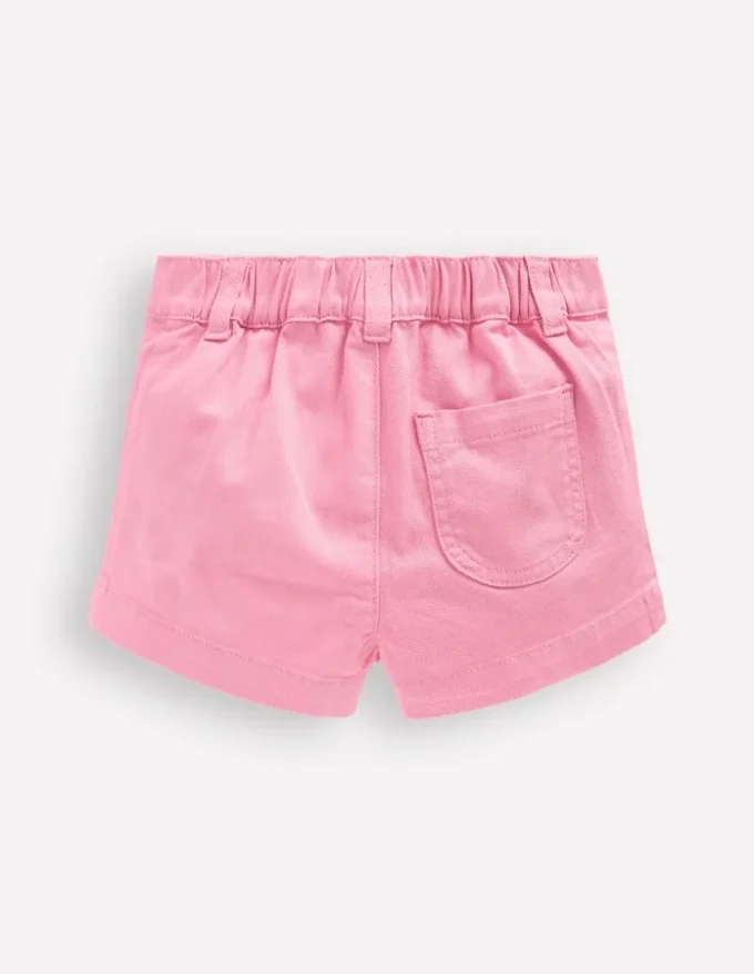 Patch Pocket Shorts Pink Embroidered Denim Patch Pocket Shorts Pink Embroidered Denim