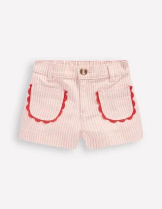 Patch Pocket Shorts Pink Ticking Stripe