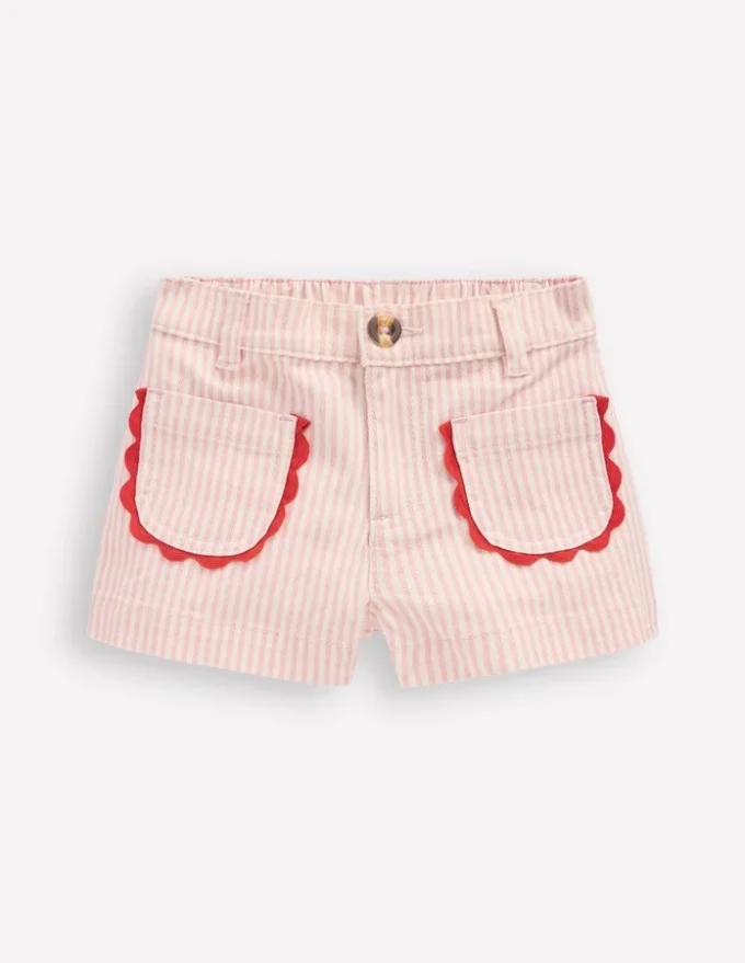 Patch Pocket Shorts Pink Ticking Stripe Patch Pocket Shorts Pink Ticking Stripe