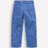 Patch Pocket Straight Jeans Blue and Ivory Ticking Stripe