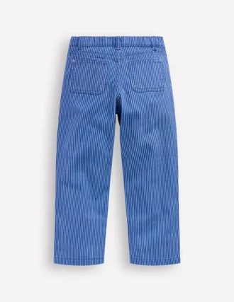 Patch Pocket Straight Jeans Blue and Ivory Ticking Stripe