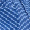 Patch Pocket Straight Jeans Blue and Ivory Ticking Stripe