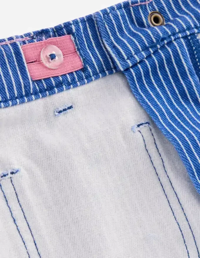 Patch Pocket Straight Jeans Blue and Ivory Ticking Stripe