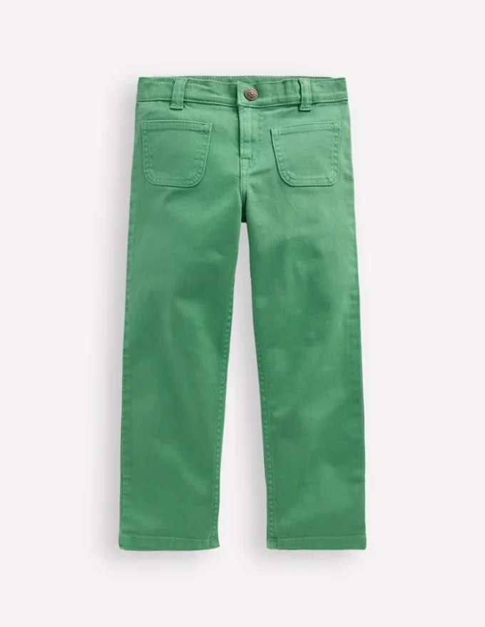 Patch Pocket Straight Jeans Green Patch Pocket Straight Jeans Green