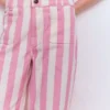 Patch Pocket Straight Jeans Pink/Ivory Stripe Patch Pocket Straight Jeans Pink/Ivory Stripe