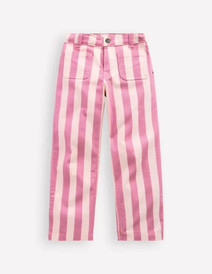 Patch Pocket Straight Jeans Pink/Ivory Stripe Patch Pocket Straight Jeans Pink/Ivory Stripe