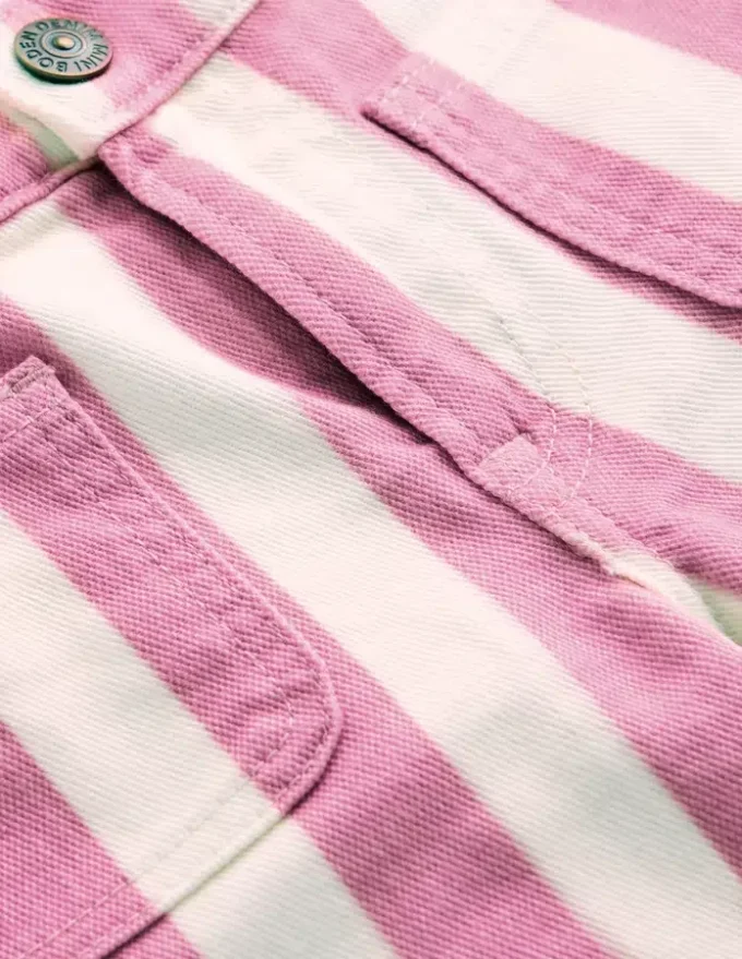 Patch Pocket Straight Jeans Pink/Ivory Stripe Patch Pocket Straight Jeans Pink/Ivory Stripe