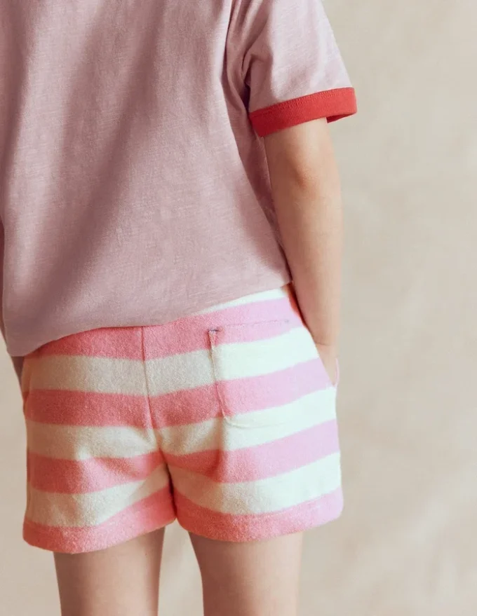 Patch Pocket Towelling short Spring Blossom Pink Stripe Patch Pocket Towelling short Spring Blossom Pink Stripe