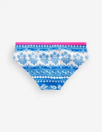 Patterned Bikini Bottoms Azure Blue Woodblock
