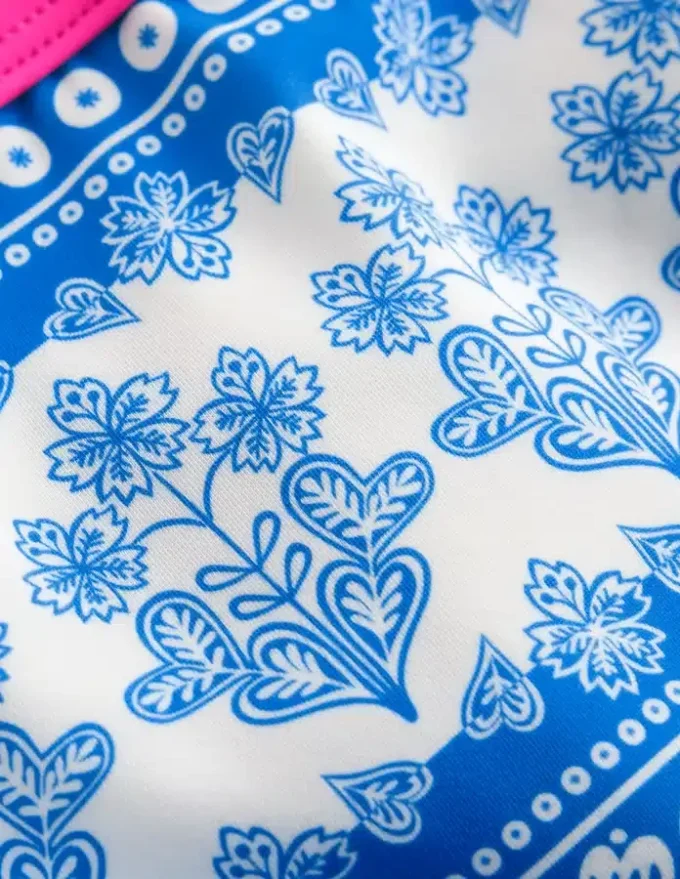 Patterned Bikini Bottoms Azure Blue Woodblock