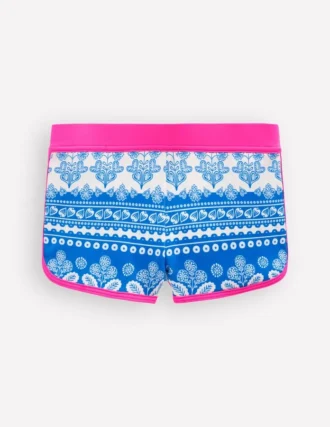 Patterned Swim Shorts Azure Blue Woodblock