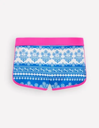 Patterned Swim Shorts Azure Blue Woodblock