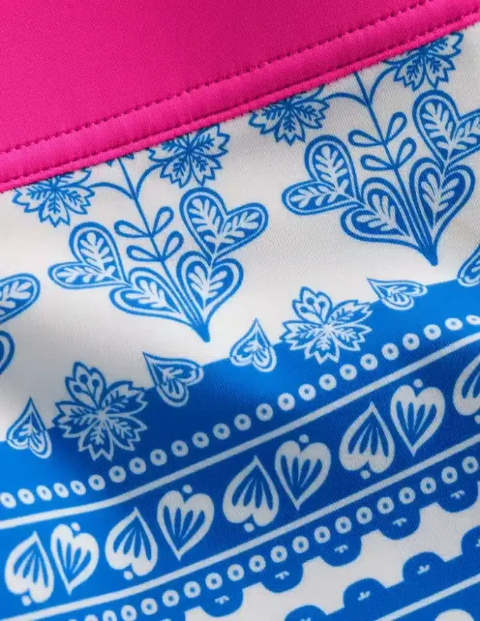 Patterned Swim Shorts Azure Blue Woodblock Patterned Swim Shorts Azure Blue Woodblock