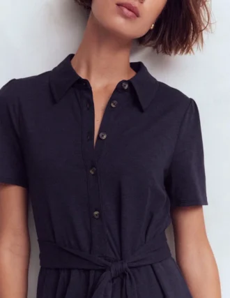 Patti Short Jersey Shirt Dress Navy