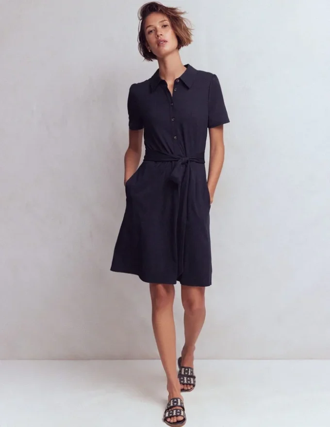 Patti Short Jersey Shirt Dress Navy Patti Short Jersey Shirt Dress Navy