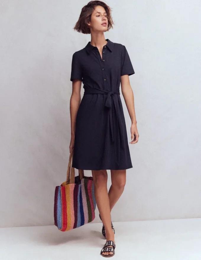 Patti Short Jersey Shirt Dress Navy Patti Short Jersey Shirt Dress Navy