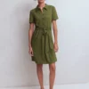 Patti Short Jersey Shirt Dress Woodland Green