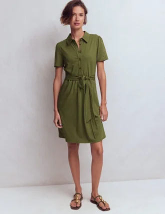 Patti Short Jersey Shirt Dress Woodland Green
