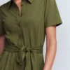 Patti Short Jersey Shirt Dress Woodland Green