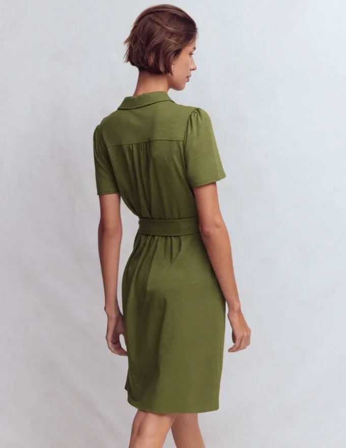 Patti Short Jersey Shirt Dress Woodland Green