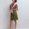 Patti Short Jersey Shirt Dress Woodland Green