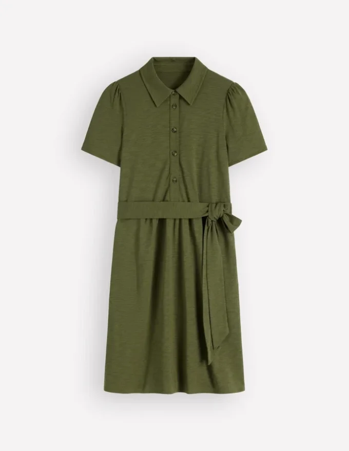 Patti Short Jersey Shirt Dress Woodland Green