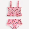 Peplum Smocked Bikini Almond Pink Sunflower Garden