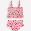 Peplum Smocked Bikini Almond Pink Sunflower Garden