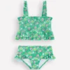 Peplum Smocked Bikini Aquamarine Butterfly Floral
