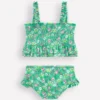 Peplum Smocked Bikini Aquamarine Butterfly Floral
