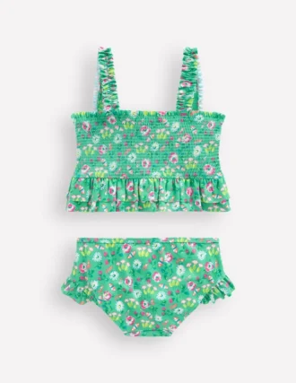 Peplum Smocked Bikini Aquamarine Butterfly Floral Peplum Smocked Bikini Aquamarine Butterfly Floral