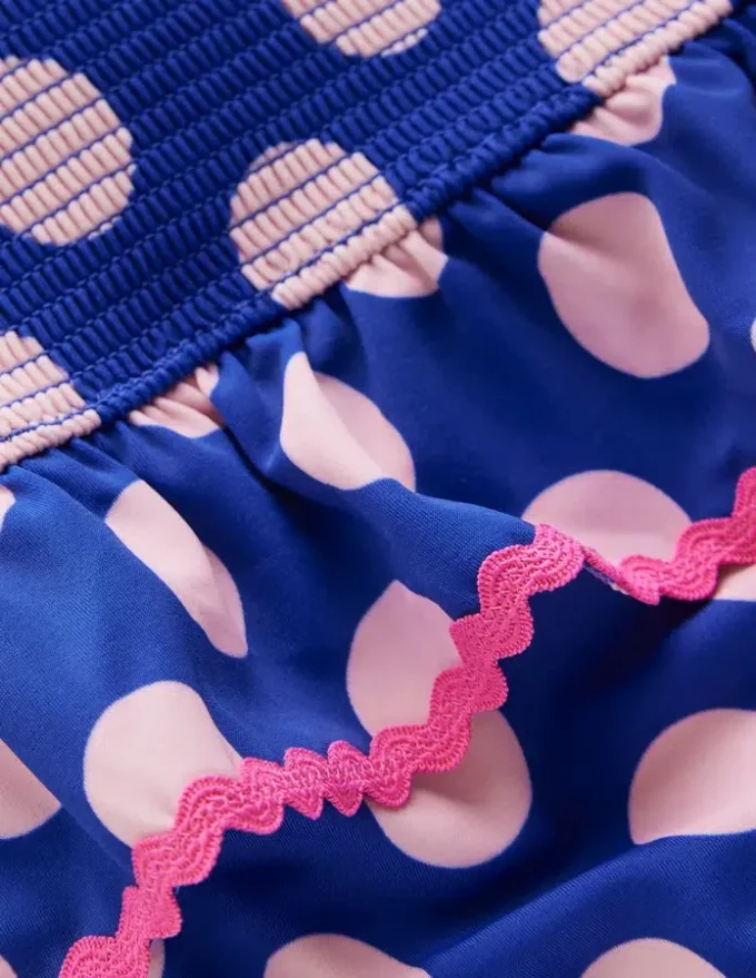 Peplum Smocked Swimsuit Bright Blue Polka Dot Peplum Smocked Swimsuit Bright Blue Polka Dot