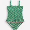 Peplum Smocked Swimsuit Green Vine Floral Peplum Smocked Swimsuit Green Vine Floral
