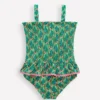 Peplum Smocked Swimsuit Green Vine Floral Peplum Smocked Swimsuit Green Vine Floral