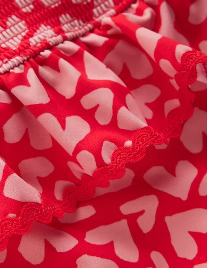Peplum Smocked Swimsuit Rockabilly Red Collage Hearts Peplum Smocked Swimsuit Rockabilly Red Collage Hearts